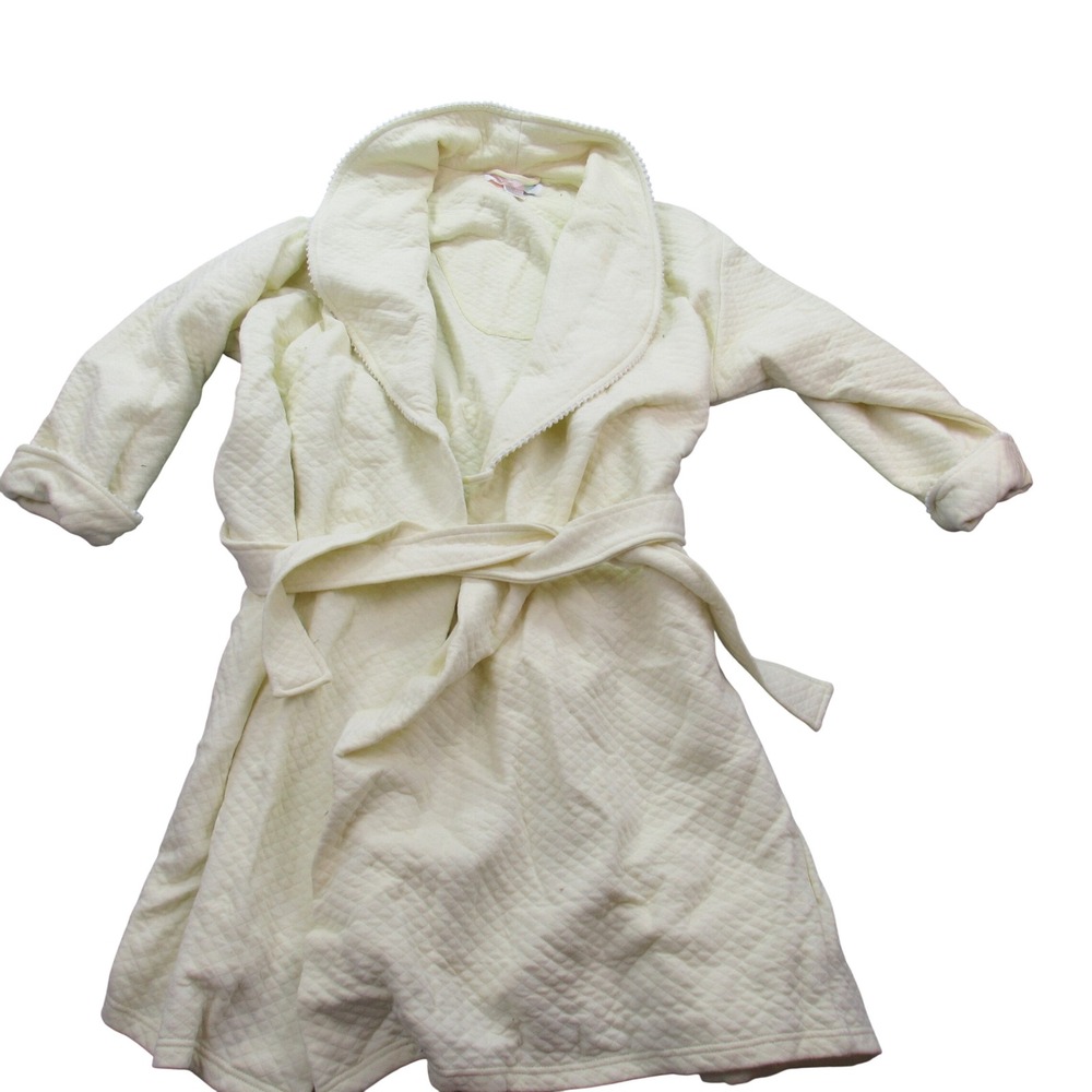 Moon Dance‎ Women 3X Quilted Robe Pale Yellow Shawl Collar Tie Waist 59177X